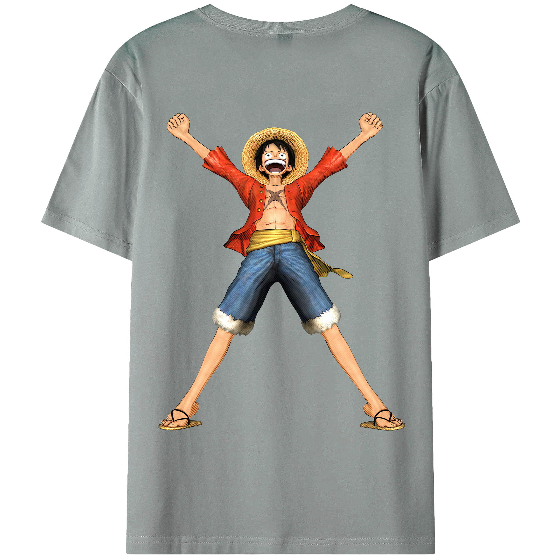 ワンピース モンキー・D・ルフィ ONE PIECE Monkey D. Luffy 綿100％ メンズ半袖Tシャツ（バックプリント） 通気性